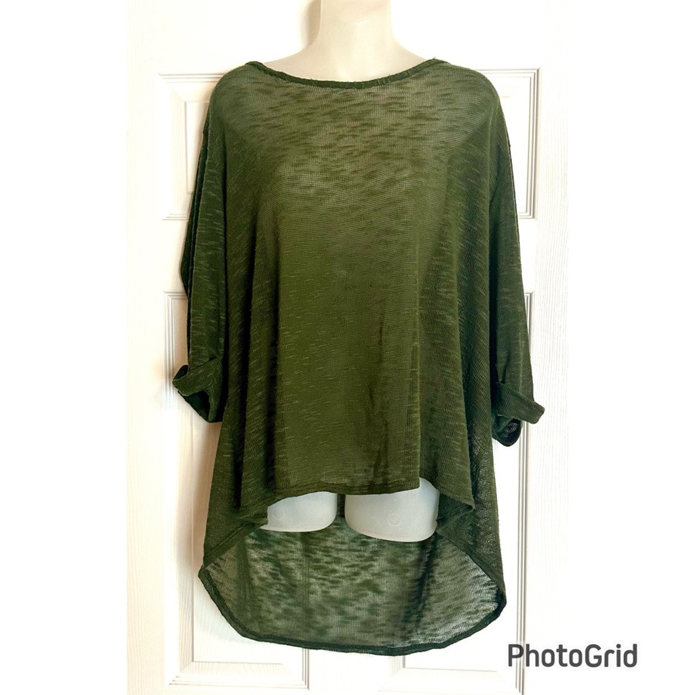 What’s Hot Olive Green Women's Lightweight Sheer High Low Sweater